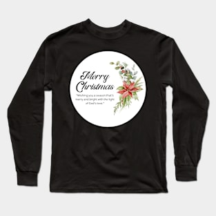 Merry Christmas Round Sticker 29 Long Sleeve T-Shirt